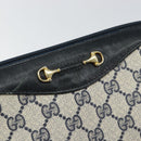 GUCCI GG Supreme Horsebit Shoulder Bag PVC Navy Gold Silver Auth 150026-17
