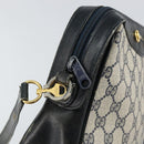 GUCCI GG Supreme Horsebit Shoulder Bag PVC Navy Gold Silver Auth 150026-10