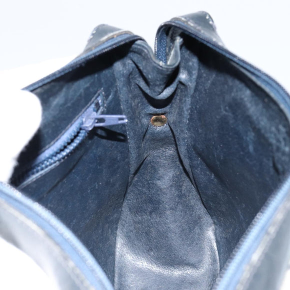 GUCCI GG Supreme Horsebit Shoulder Bag PVC Navy Gold Silver Auth 150026