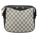GUCCI GG Supreme Horsebit Shoulder Bag PVC Navy Gold Silver Auth 150026-13