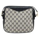 GUCCI GG Supreme Horsebit Shoulder Bag PVC Navy Gold Silver Auth 150026-2