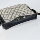 GUCCI GG Supreme Horsebit Shoulder Bag PVC Navy Gold Silver Auth 150026-6