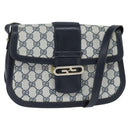 GUCCI GG Supreme Shoulder Bag PVC Navy Gold Auth 150027-1