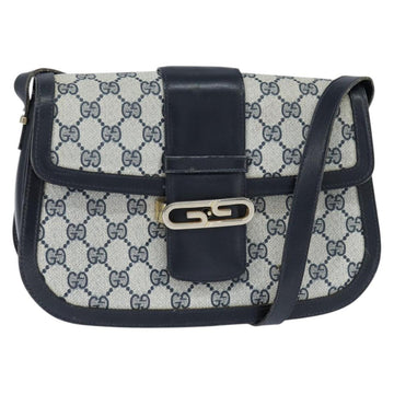 GUCCI GG Supreme Shoulder Bag PVC Navy Gold Auth 150027