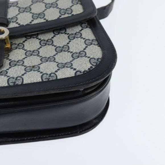 GUCCI GG Supreme Shoulder Bag PVC Navy Gold Auth 150027