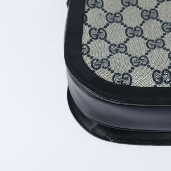 GUCCI GG Supreme Shoulder Bag PVC Navy Gold Auth 150027