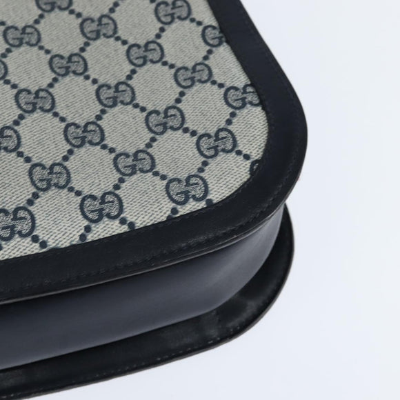 GUCCI GG Supreme Shoulder Bag PVC Navy Gold Auth 150027