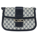 GUCCI GG Supreme Shoulder Bag PVC Navy Gold Auth 150027-13