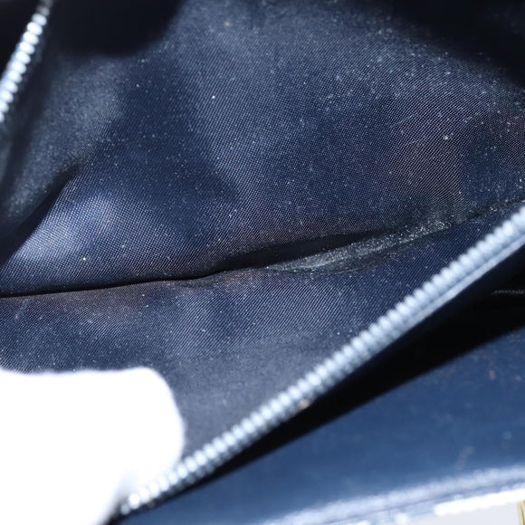 GUCCI GG Supreme Shoulder Bag PVC Navy Gold Auth 150027