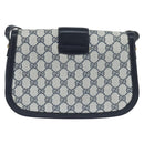 GUCCI GG Supreme Shoulder Bag PVC Navy Gold Auth 150027-2