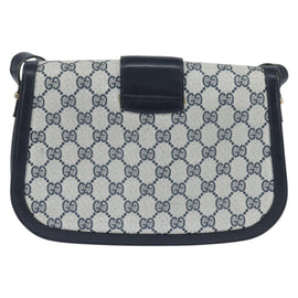 GUCCI GG Supreme Shoulder Bag PVC Navy Gold Auth 150027 - 0