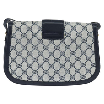 GUCCI GG Supreme Shoulder Bag PVC Navy Gold Auth 150027 - 0