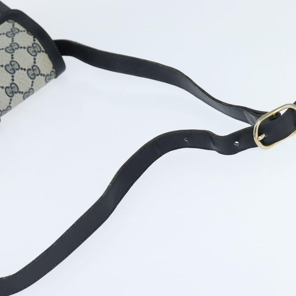 GUCCI GG Supreme Shoulder Bag PVC Navy Gold Auth 150027