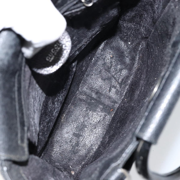 GUCCI Horsebit Hand Bag Leather 2way Black 002 1118 0463 Auth 150030