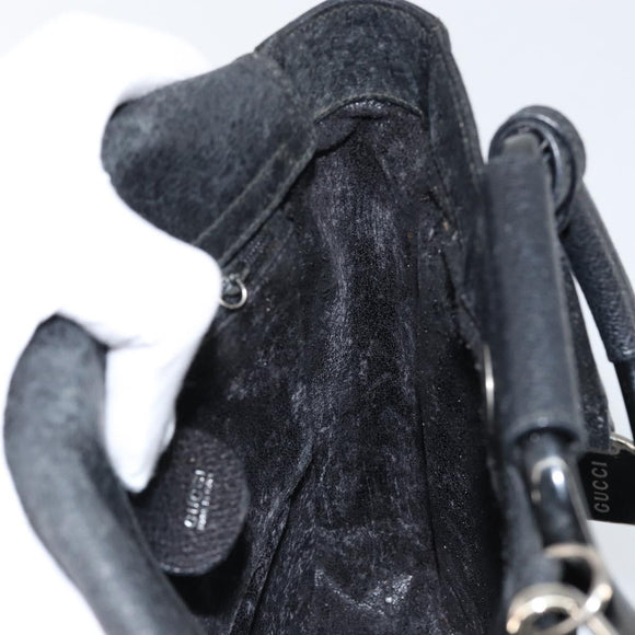 GUCCI Horsebit Hand Bag Leather 2way Black 002 1118 0463 Auth 150030