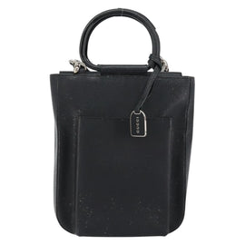 GUCCI Horsebit Hand Bag Leather 2way Black 002 1118 0463 Auth 150030 - 0