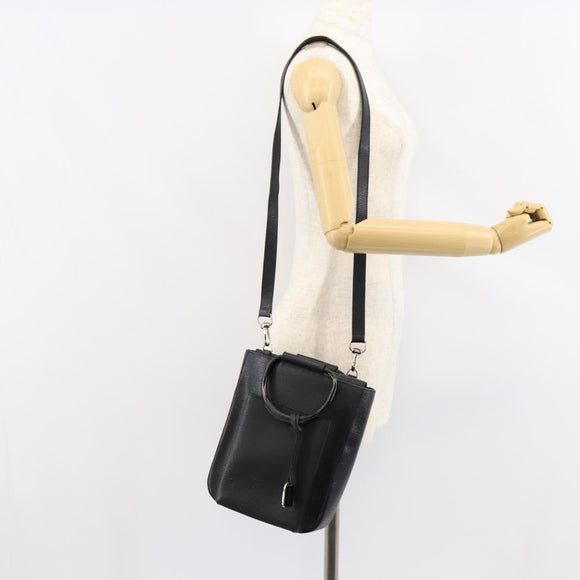 GUCCI Horsebit Hand Bag Leather 2way Black 002 1118 0463 Auth 150030