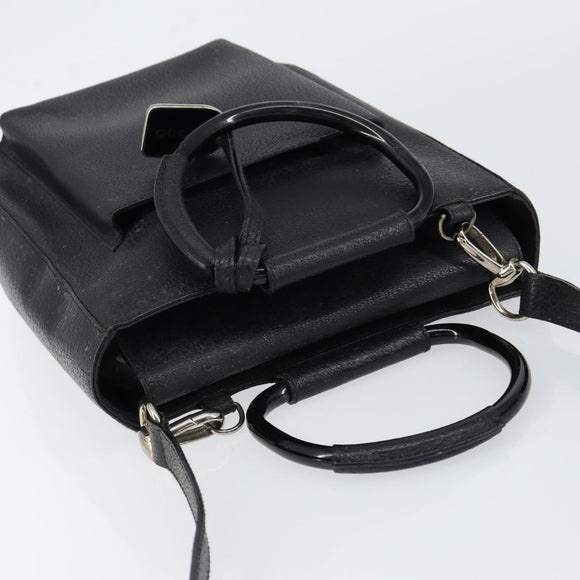 GUCCI Horsebit Hand Bag Leather 2way Black 002 1118 0463 Auth 150030
