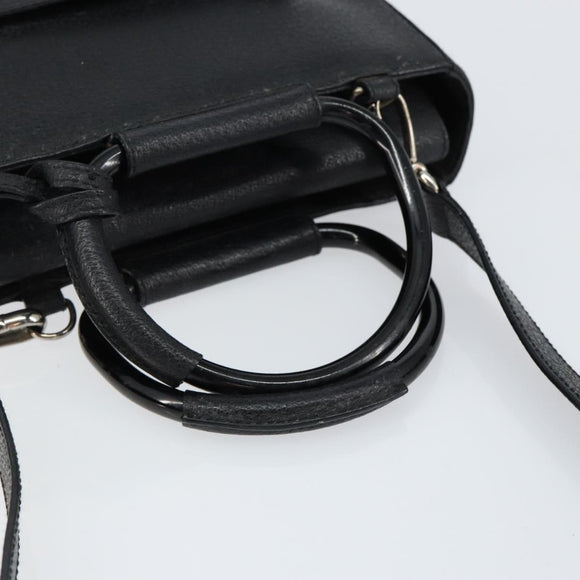 GUCCI Horsebit Hand Bag Leather 2way Black 002 1118 0463 Auth 150030
