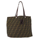 FENDI Zucca Canvas Tote Bag Black Brown Auth 150031-1