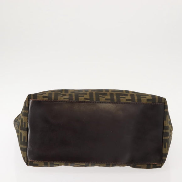 FENDI Zucca Canvas Tote Bag Black Brown Auth 150031