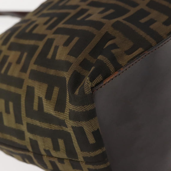FENDI Zucca Canvas Tote Bag Black Brown Auth 150031