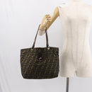 FENDI Zucca Canvas Tote Bag Black Brown Auth 150031-20