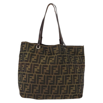 FENDI Zucca Canvas Tote Bag Black Brown Auth 150031 - 0
