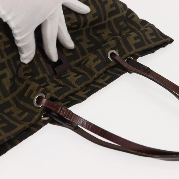 FENDI Zucca Canvas Tote Bag Black Brown Auth 150031