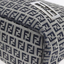 FENDI Zucchino Canvas Shoulder Bag Navy Silver Auth 150032-9