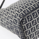 FENDI Zucchino Canvas Shoulder Bag Navy Silver Auth 150032-16