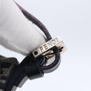 FENDI Zucchino Canvas Shoulder Bag Navy Silver Auth 150032-10