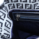 FENDI Zucchino Canvas Shoulder Bag Navy Silver Auth 150032-18