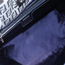 FENDI Zucchino Canvas Shoulder Bag Navy Silver Auth 150032-11