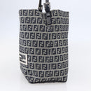FENDI Zucchino Canvas Shoulder Bag Navy Silver Auth 150032-4
