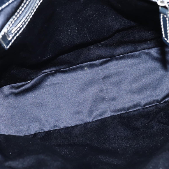 FENDI Zucchino Canvas Tote Bag Navy Silver Auth 150033