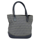 FENDI Zucchino Canvas Tote Bag Navy Silver Auth 150033-1