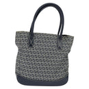 FENDI Zucchino Canvas Tote Bag Navy Silver Auth 150033-2