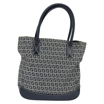 FENDI Zucchino Canvas Tote Bag Navy Silver Auth 150033 - 0