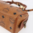 MCM Logogram Vicetos Mini Boston Bag PVC Leather 2way Brown Gold Auth 150034-16