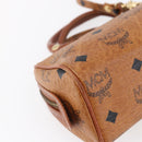 MCM Logogram Vicetos Mini Boston Bag PVC Leather 2way Brown Gold Auth 150034-17