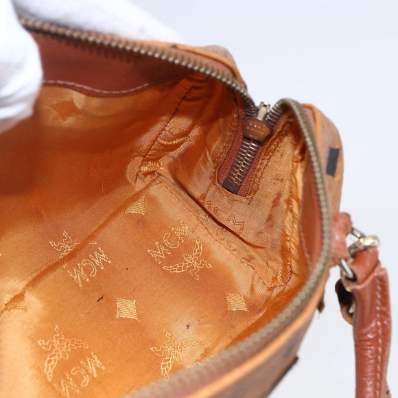 MCM Logogram Vicetos Mini Boston Bag PVC Leather 2way Brown Gold Auth 150034