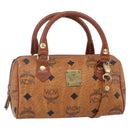 MCM Logogram Vicetos Mini Boston Bag PVC Leather 2way Brown Gold Auth 150034-1
