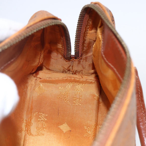 MCM Logogram Vicetos Mini Boston Bag PVC Leather 2way Brown Gold Auth 150034