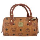 MCM Logogram Vicetos Mini Boston Bag PVC Leather 2way Brown Gold Auth 150034-13