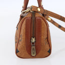 MCM Logogram Vicetos Mini Boston Bag PVC Leather 2way Brown Gold Auth 150034-3