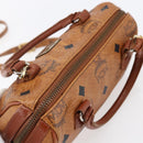 MCM Logogram Vicetos Mini Boston Bag PVC Leather 2way Brown Gold Auth 150034-6