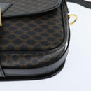 CELINE Macadam Canvas Shoulder Bag PVC Leather Black Gold Auth 150035-9