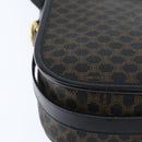 CELINE Macadam Canvas Shoulder Bag PVC Leather Black Gold Auth 150035-15