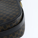 CELINE Macadam Canvas Shoulder Bag PVC Leather Black Gold Auth 150035-16